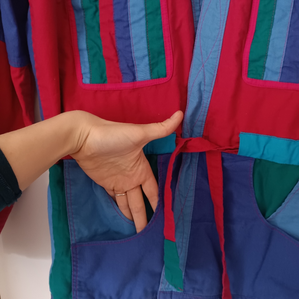 Vintage 1990s Reversible Patchwork Jacket / Color… - image 8
